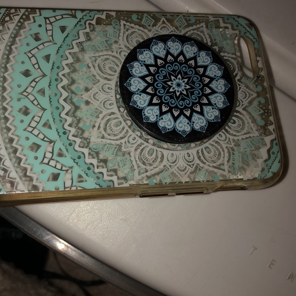 MANDALA Transparent iPhone 6s 7/8 Aqua Mandela w/ matching  pop up holder… - Picture 5 of 5